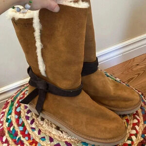 Kookaburra  by UGG tan cognac suede leathers bow high boots